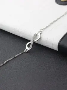 Peora Silver-Plated American Diamond Studded Pendant Chain Necklace