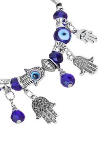 Peora Silver-Plated Stone Studded Charm Bracelet