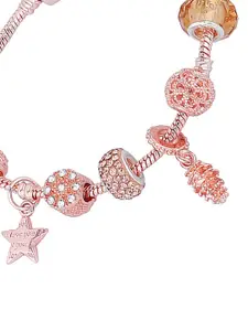 Peora Rose Gold-Plated Cubic Zirconia Studded Cuff Bracelet