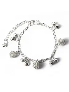 Peora Silver-Plated American Diamond Studded Charm Bracelet