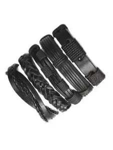 Peora Men Set Of 5 Synthetic Leather Multistrand Bracelet