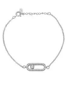 Peora Silver-Plated American Diamond Charm Bracelet