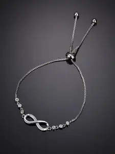 Peora Women Cubic Zirconia Silver-Plated Charm Bracelet