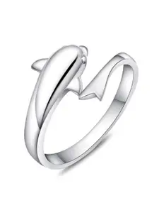 MYKI Silver-Plated Cute Dolphin Finger Ring