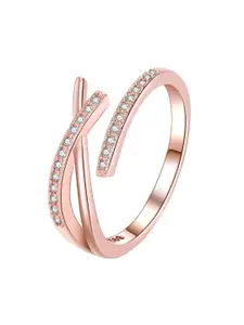 MYKI Gold-Plated CZ Studded Graceful Casual Everyday Finger Ring
