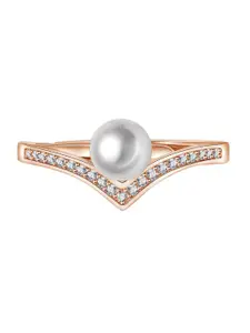 MYKI Rose Gold-Plated & CZ-Studded Adjustable Finger Ring