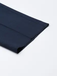 Van Heusen Men Navy Blue Checked Slim Fit Trousers