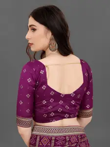 Anouk Magenta & White Bandhani Printed Pure Georgette Saree