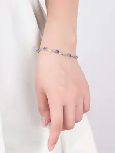 MYKI Women Silver-Plated Cubic Zirconia Link Bracelet