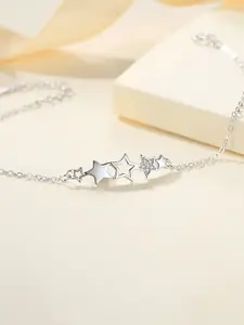 MYKI Women Silver-Plated Cubic Zirconia Charm Bracelet