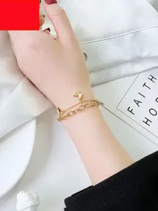 MYKI Cubic Zirconia Gold-Plated Wraparound Bracelet