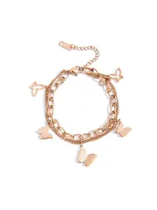 MYKI Women Rose Gold Plated Cubic Zirconia Link Bracelet