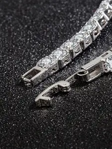 MYKI Silver-Plated Cubic Zirconia Kada Bracelet