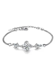 MYKI Silver-Plated Cubic Zirconia Wraparound Bracelet