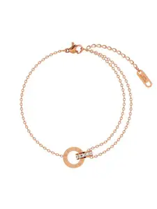 MYKI Women Rose Gold-Plated Cubic Zirconia Link Bracelet