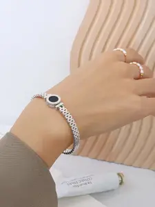 MYKI Women Cubic Zirconia Silver-Plated Kada Bracelet