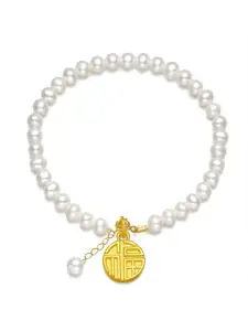 MYKI Artificial Beads Gold-Plated Link Bracelet