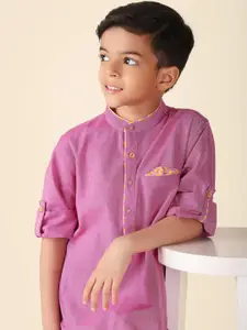 Fabindia Boys Band Collar Straight Cotton Kurta