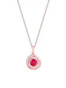 GIVA 925 Sterling Silver Rose Gold-Plated CZ-Studded Pendant With Chain