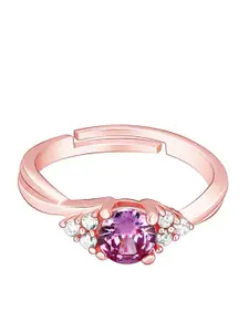 GIVA 92.5 Sterling Silver Rose Gold-Plated Adjustable Finger Ring