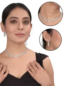 aadita Stone-Studded Choker Necklace and Earrings Set