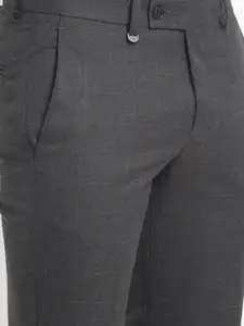Turtle Men Checked Tailored Skinny Fit Stretchable Formal Trousers