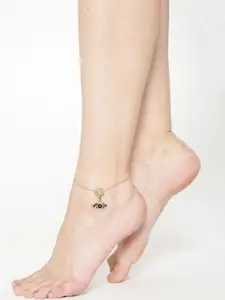 OOMPH Gold-Plated Stone-Studded Evil-Eye Charm Anklet