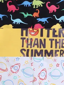 BUMZEE Boys Pack Of 3 Graphic Printed Mid Rise Knitted Cotton Shorts