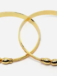 Aazeen 2Pcs Gold-Plated Bangle Style Bracelets