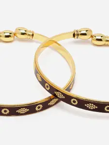 Aazeen 2Pcs Gold-Plated Bangle Style Bracelet