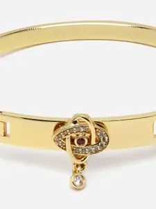 Aazeen Women Gold-Plated American Diamond Bangle-Style Bracelet
