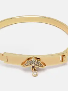 Aazeen Women Gold-Plated American Diamond Bangle-Style Bracelet