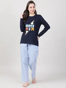 mackly Typography Printed Pure Cotton Night Suit