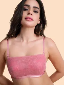 Enamor Padded Wired Full Coverage Convertible Back Straps & Lace Detailing Cami Bra