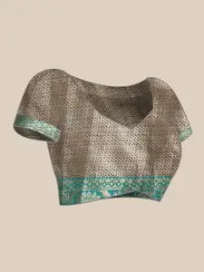 Silk Land Pink & Teal Ethnic Motifs Zari Art Silk Banarasi Saree