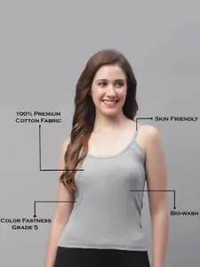 Friskers Pack Of 2 Cotton Shoulder Straps Camisoles