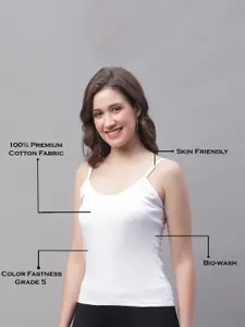 Friskers Pack Of 2 Pure Cotton Scoop Neck Bio-Wash Camisoles