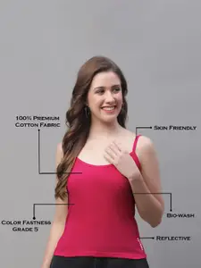 Friskers Pack Of 2 Pure Cotton Scoop Neck Bio-Wash Camisoles