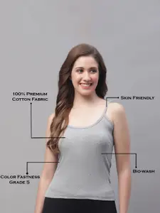 Friskers Pack Of 2 Cotton Shoulder Straps Camisoles