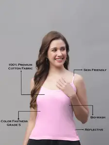 Friskers Pack Of 2 Pure Cotton Scoop Neck Bio-Wash Camisoles