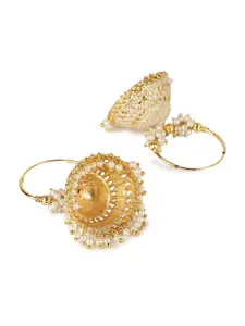 ANIKAS CREATION Gold-Plated Artificial Beads Contemporary Jhumkas