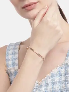 Zavya Women Rose Gold Sterling Silver Rose Gold-Plated Cuff Bracelet