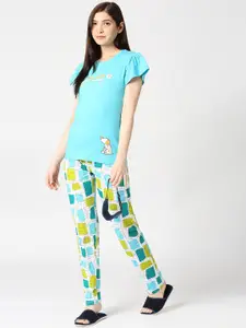 zebu Typography Printed Pure Cotton Night Suit