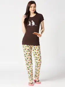 zebu Graphic Printed Pure Cotton Night Suit