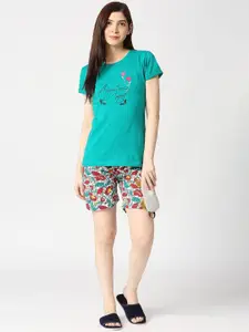 zebu Floral Printed Pure Cotton Night Suit