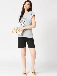 zebu Typography Printed Pure Cotton Night Suit