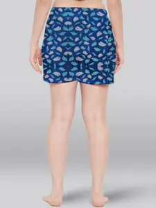 LYRA Women Conversational Printed Mid -Rise Cotton Lounge Shorts