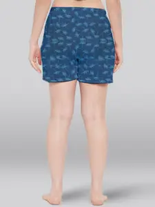 LYRA Women Abstract  Printed Mid-Rise Cotton Lounge Shorts