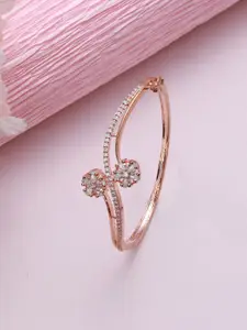 Anouk Women Rose Gold & White Brass American Diamond Handcrafted Rose Gold-Plated Bangle-Style Bracelet