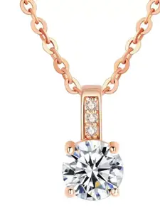 MYKI Women Cubic Zirconia Studded Rose Gold Plated AD Diamonds Pendant With Chain